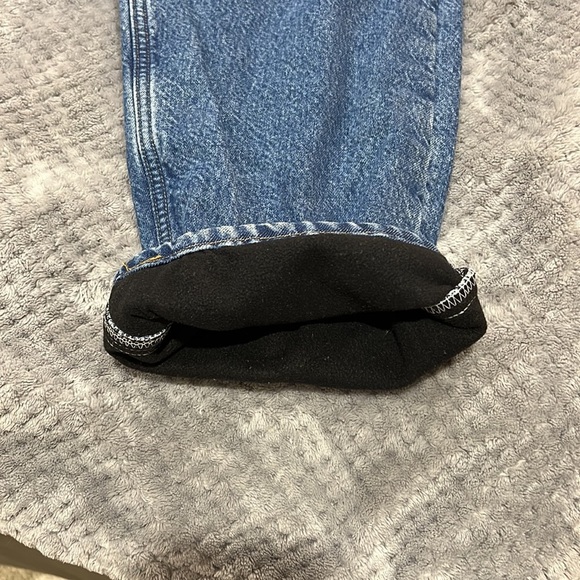 Men’s Carhartt black fleeced lined jeans size 42 x 30 relaxed fit C7 - Picture 4 of 7